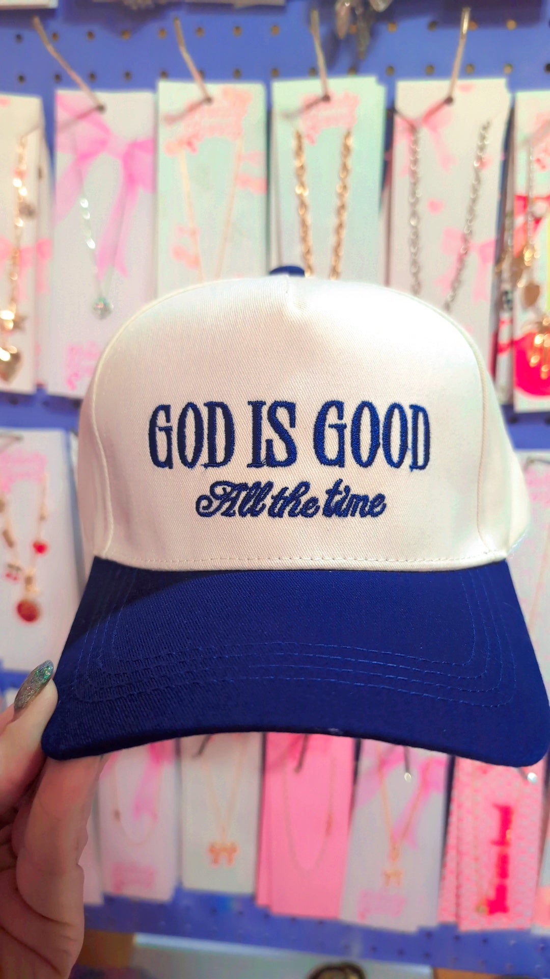 Navy Canvas God Is Good All The Time Trucker Hat