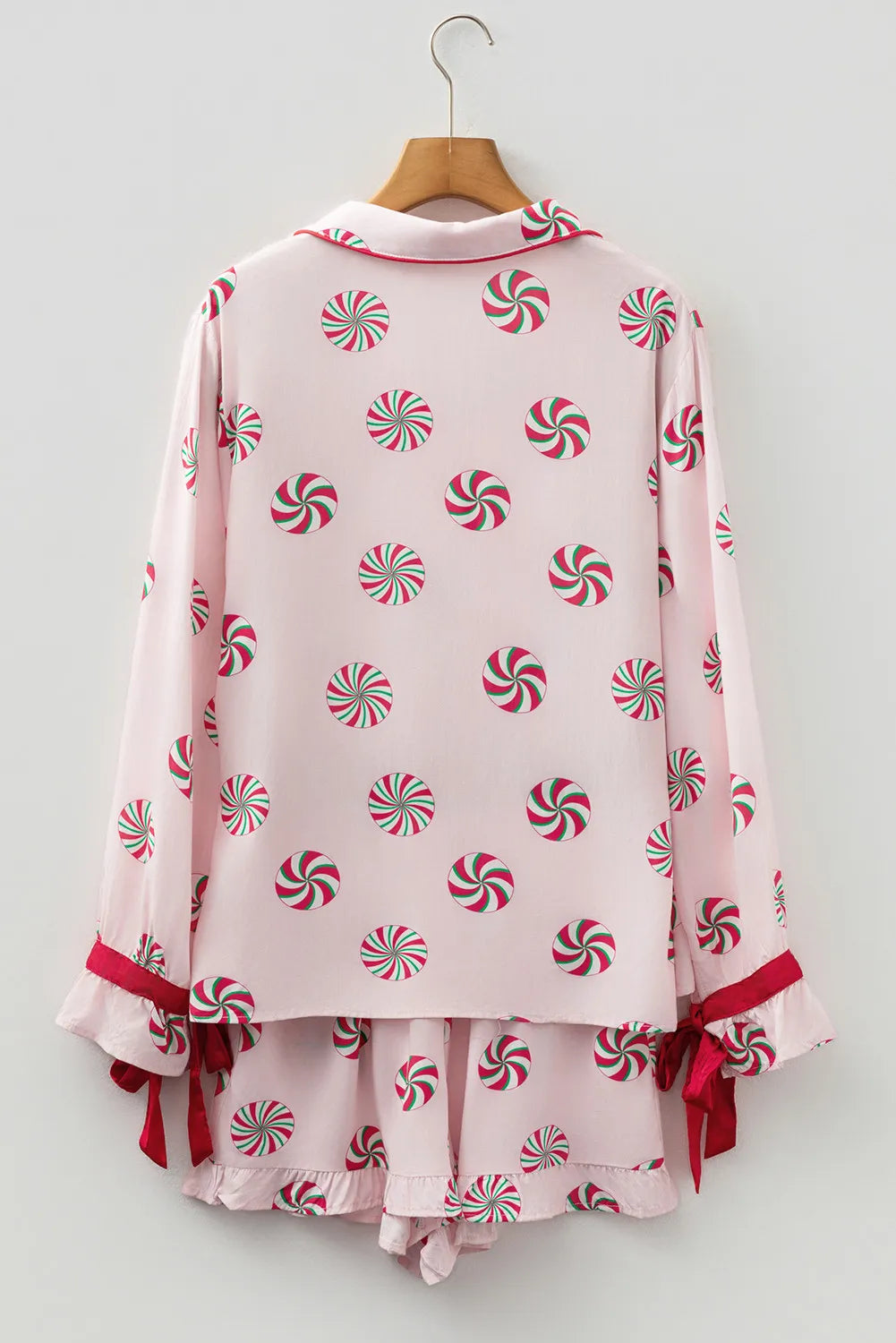 Pink and Red Christmas Candy Swirls Pajamas Set