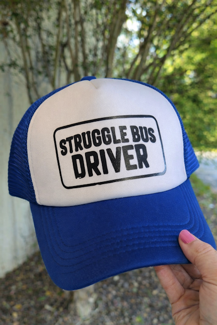 Royal blue struggle bus driver trucker hat
