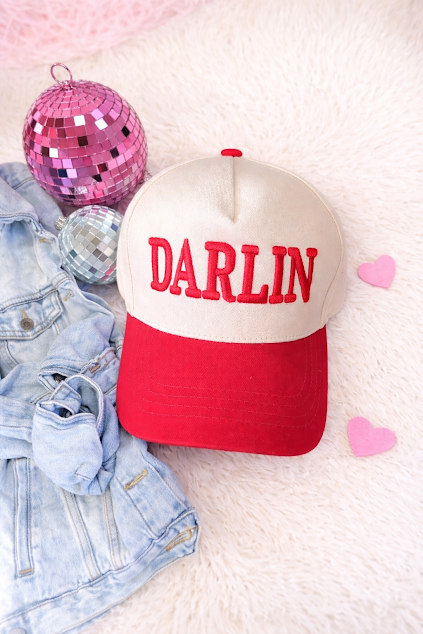 Red Darlin canvas trucker hat