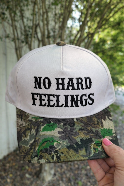 No hard feelings- Short camo trucker hat