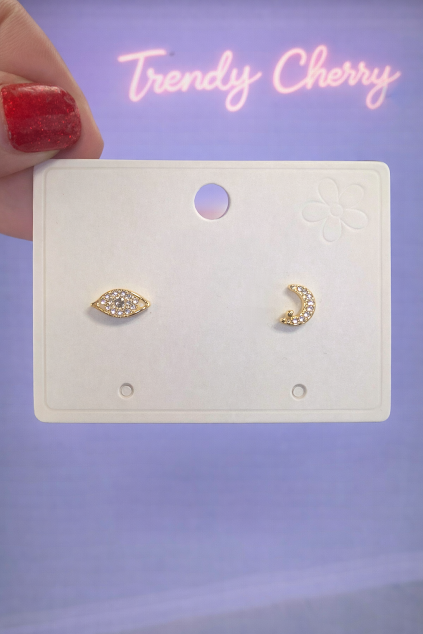 Solar Moon Stud Earrings