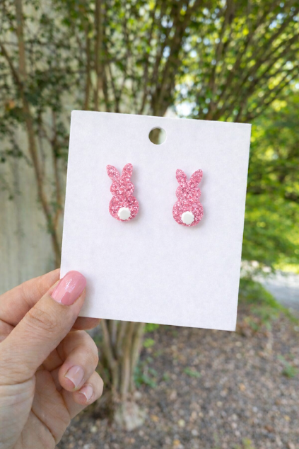 Stud Bunny Earrings - Pink