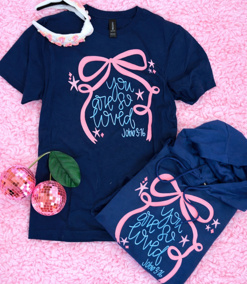 You are so loved bow T-shirt/Zenana hoodie