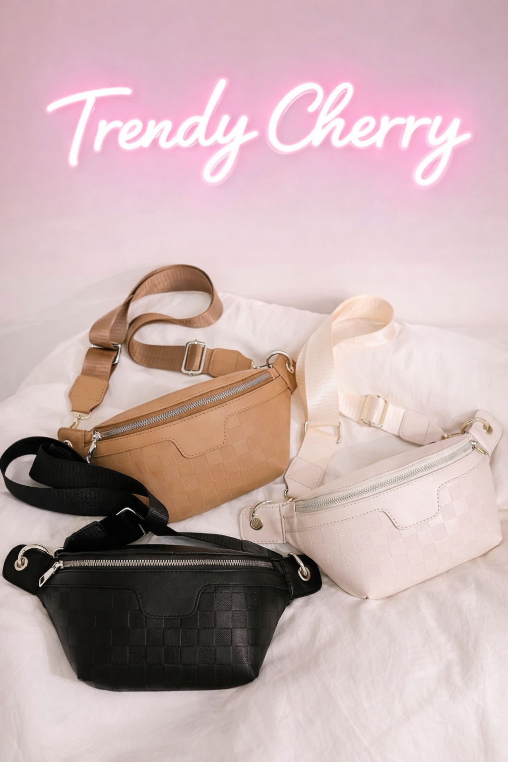 Vegan Leather Checkered Monogram Crossbody Bum Bag