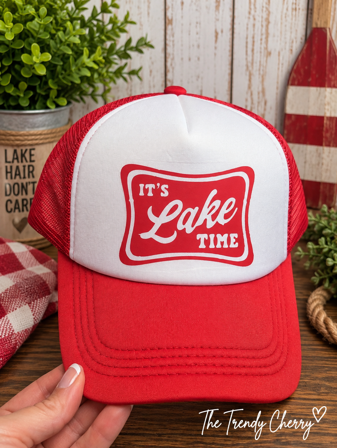 Red, It's Lake Time Trucker Hat