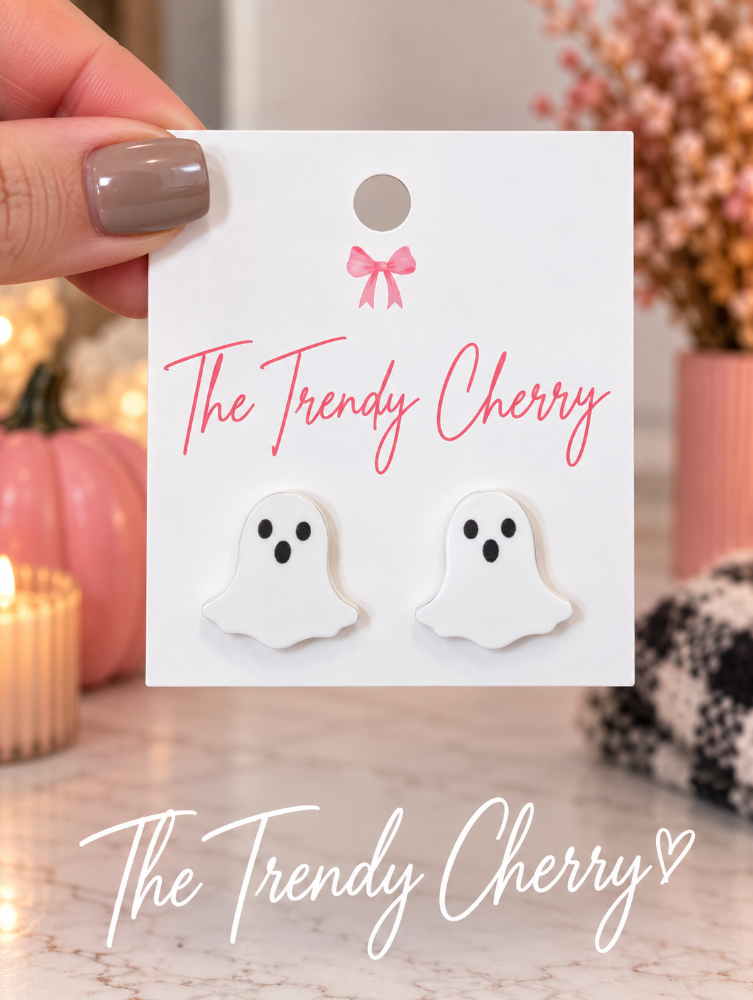 White Ghost Stud Earrings