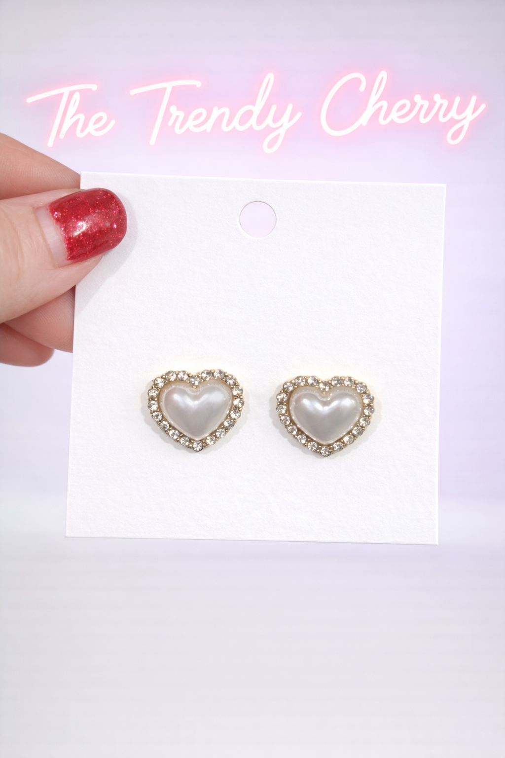 Bella Pearl rhinestone heart earrings