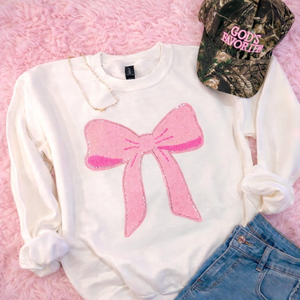 Classic Pink Chenille Patch Sweatshirt