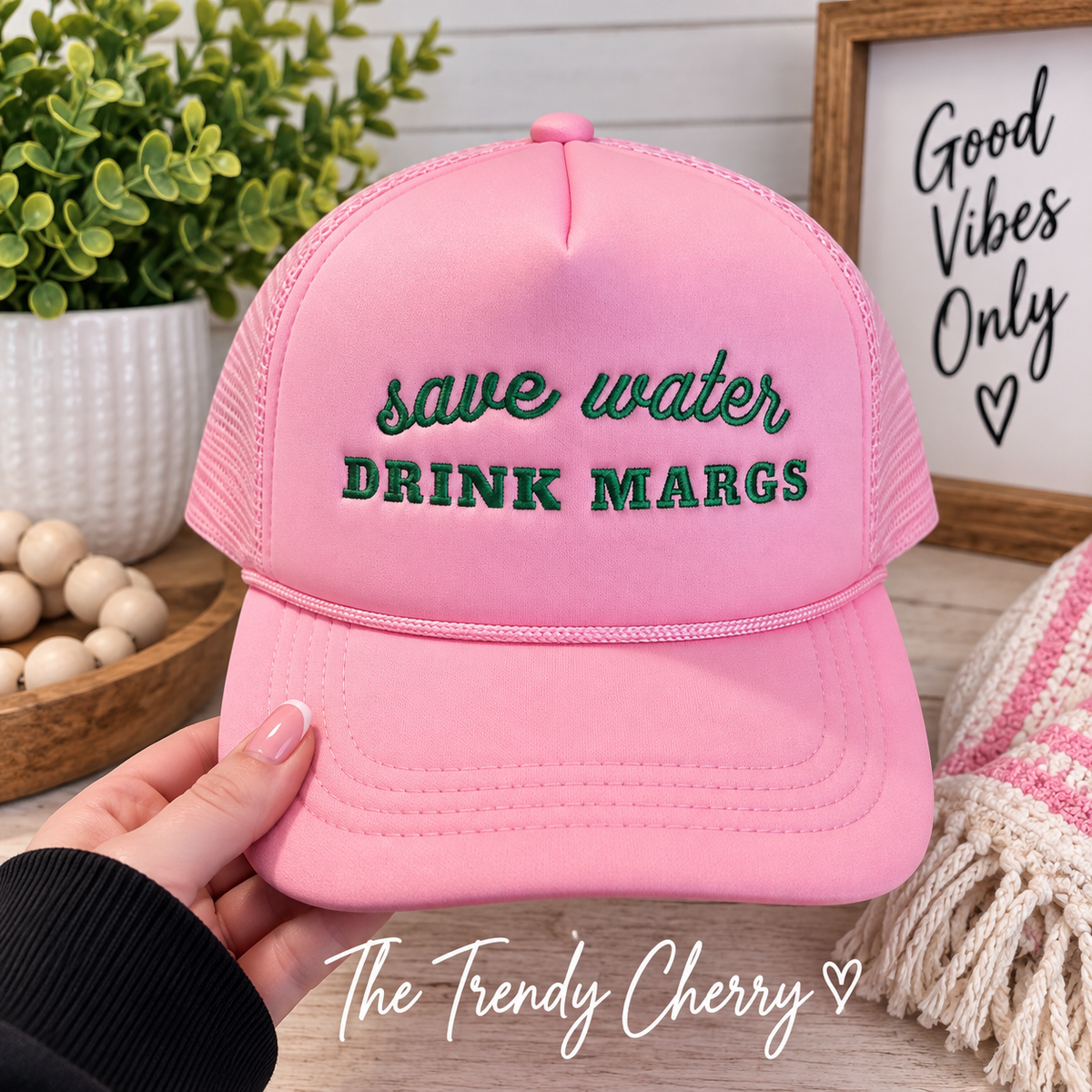 Save Water Drink Margs Pink Trucker Hat