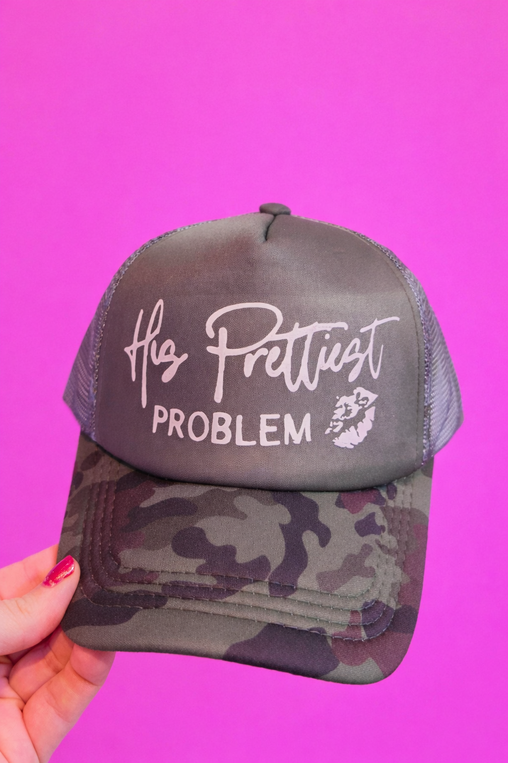 His prettiest problem camo trucker hat