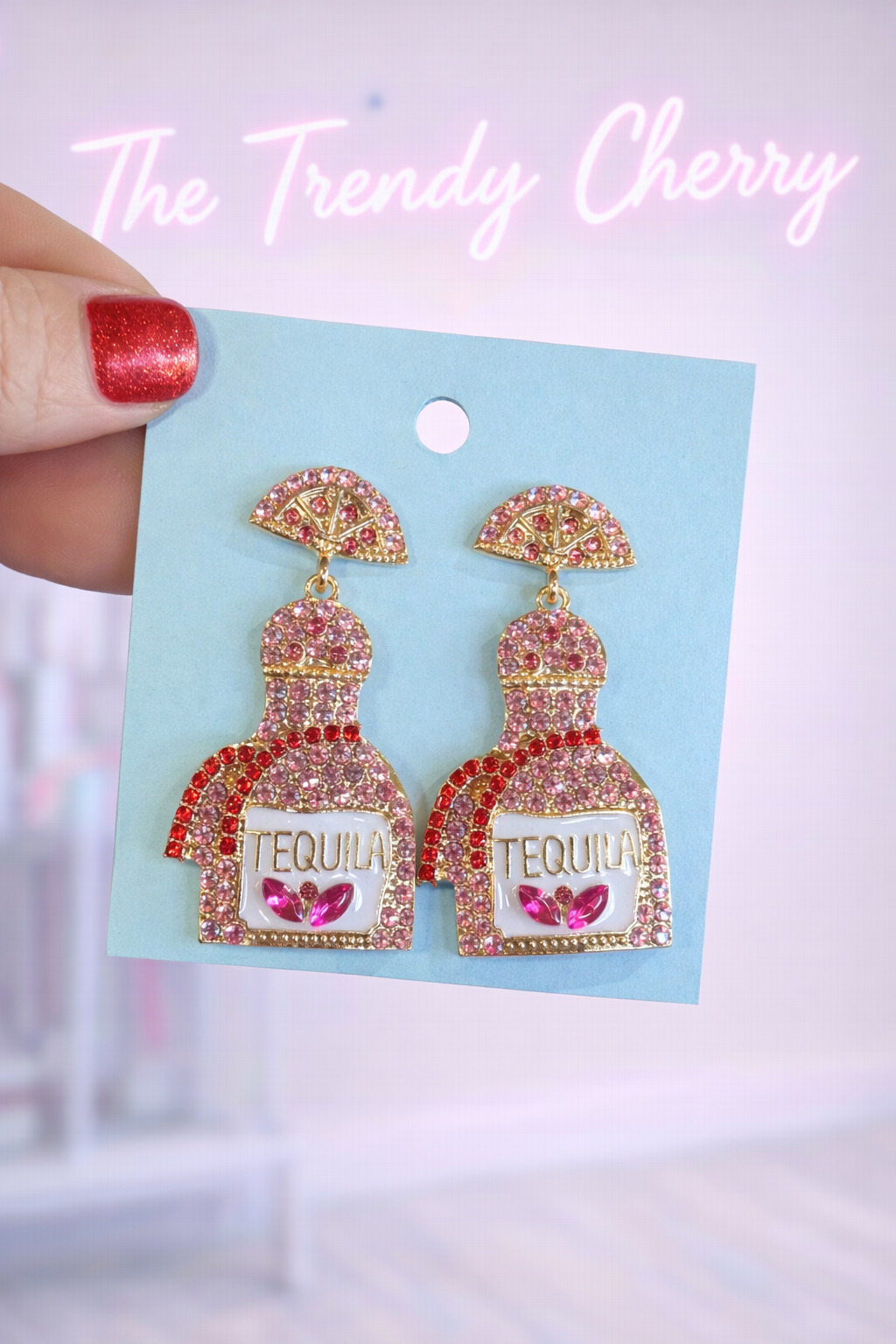 Pink tequila earrings