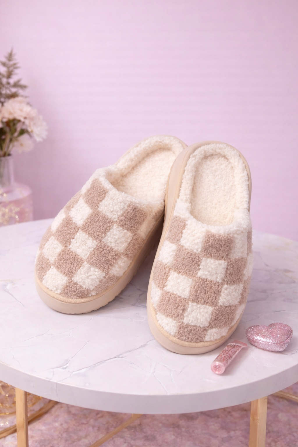 Platform Checkered slippers