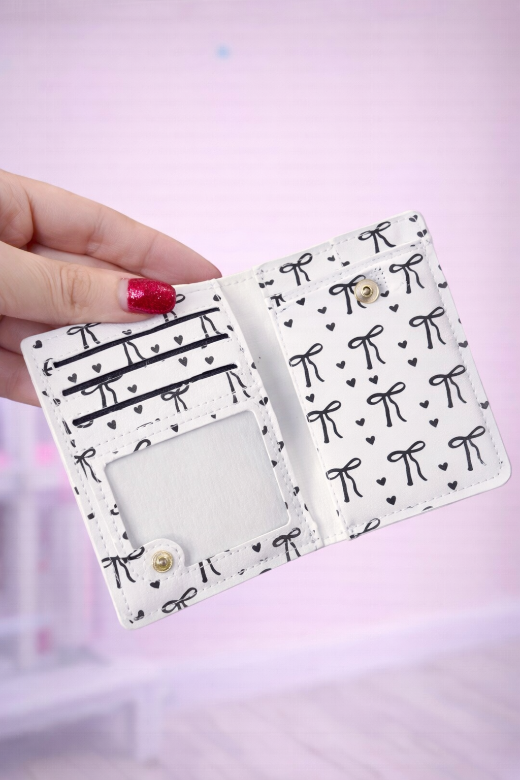 Classic Fold black and white Bow Wallet