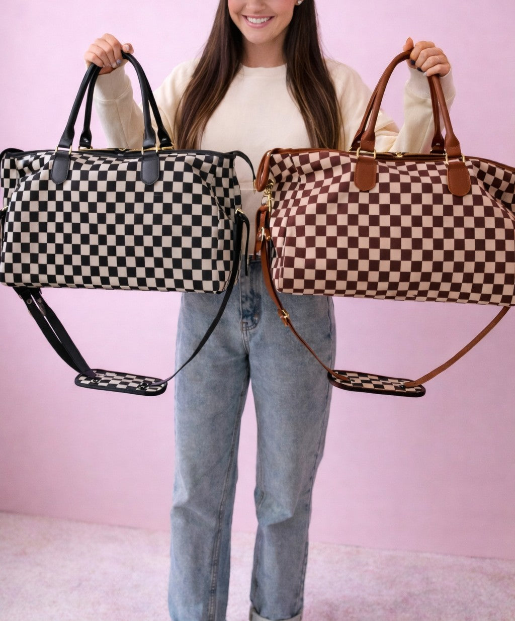 Large Checkered weekend bag