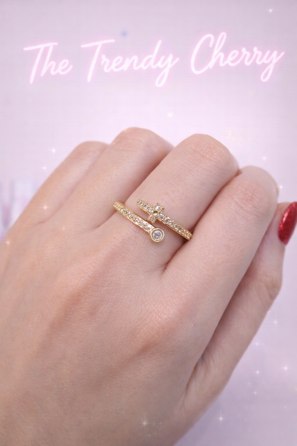 Gold adjustable cross ring