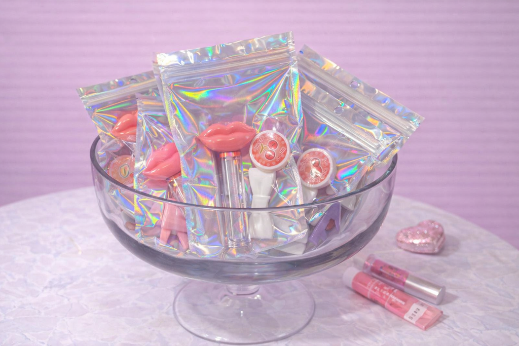 Kenna's Perfect Size Gift set- lipgloss, lip balm and large bow straw topper