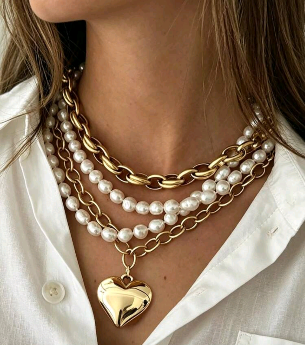 Trending Chuncky Necklace Set - Heart