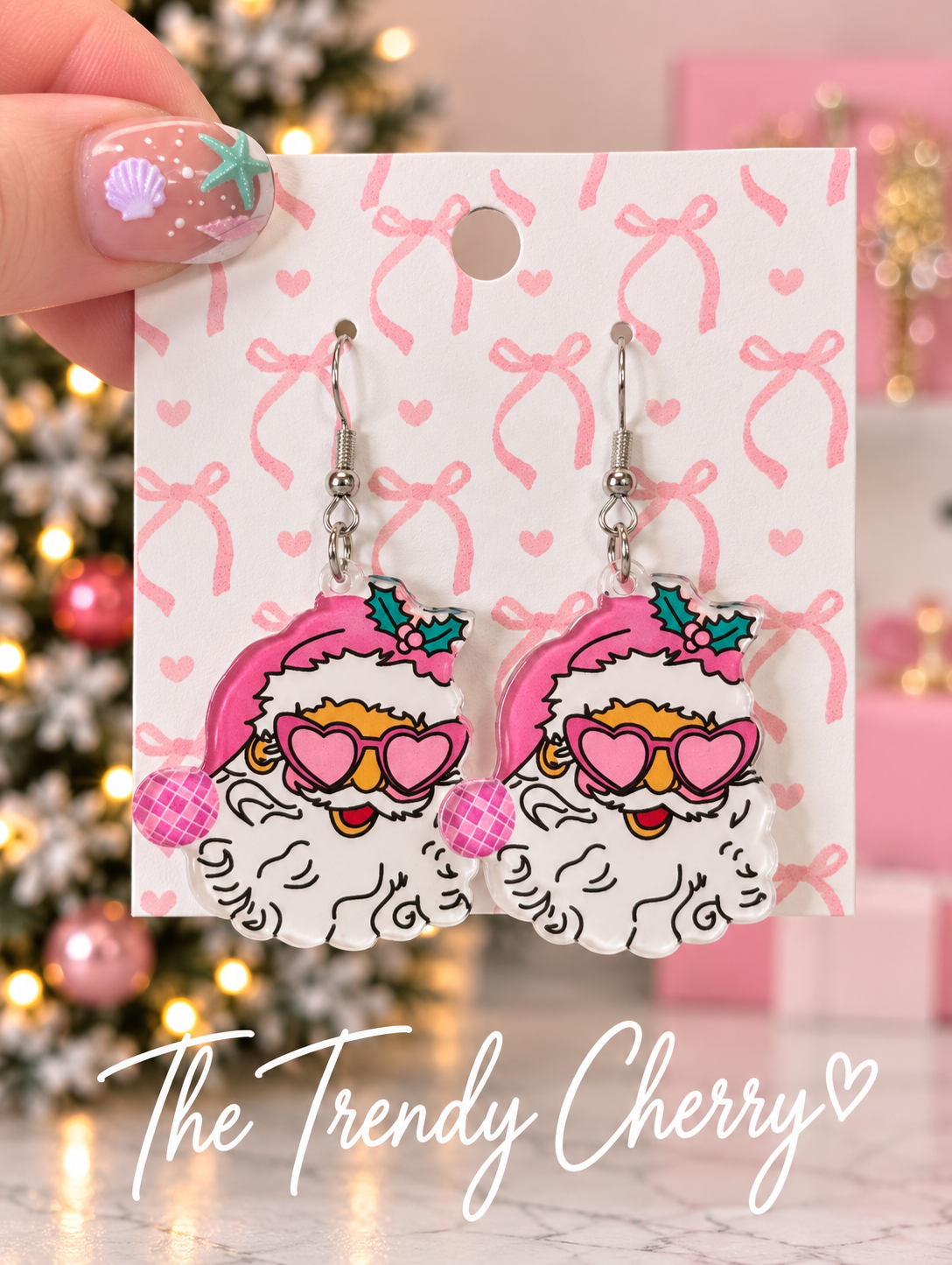 Pink Santa Earrings