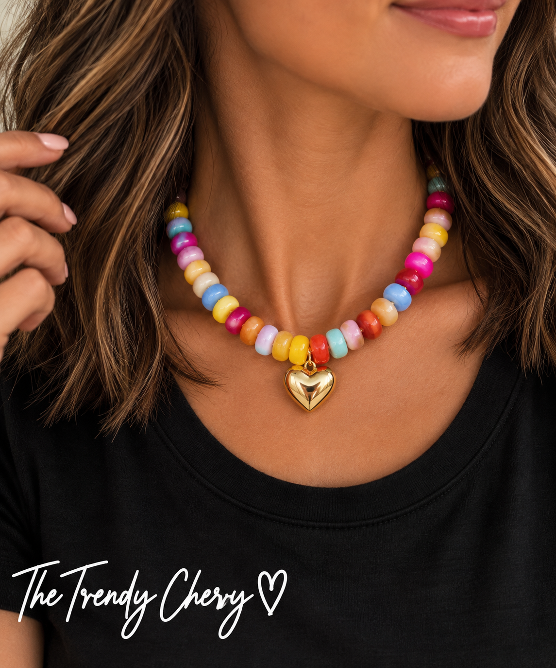 Trendy Beaded Heart Necklace
