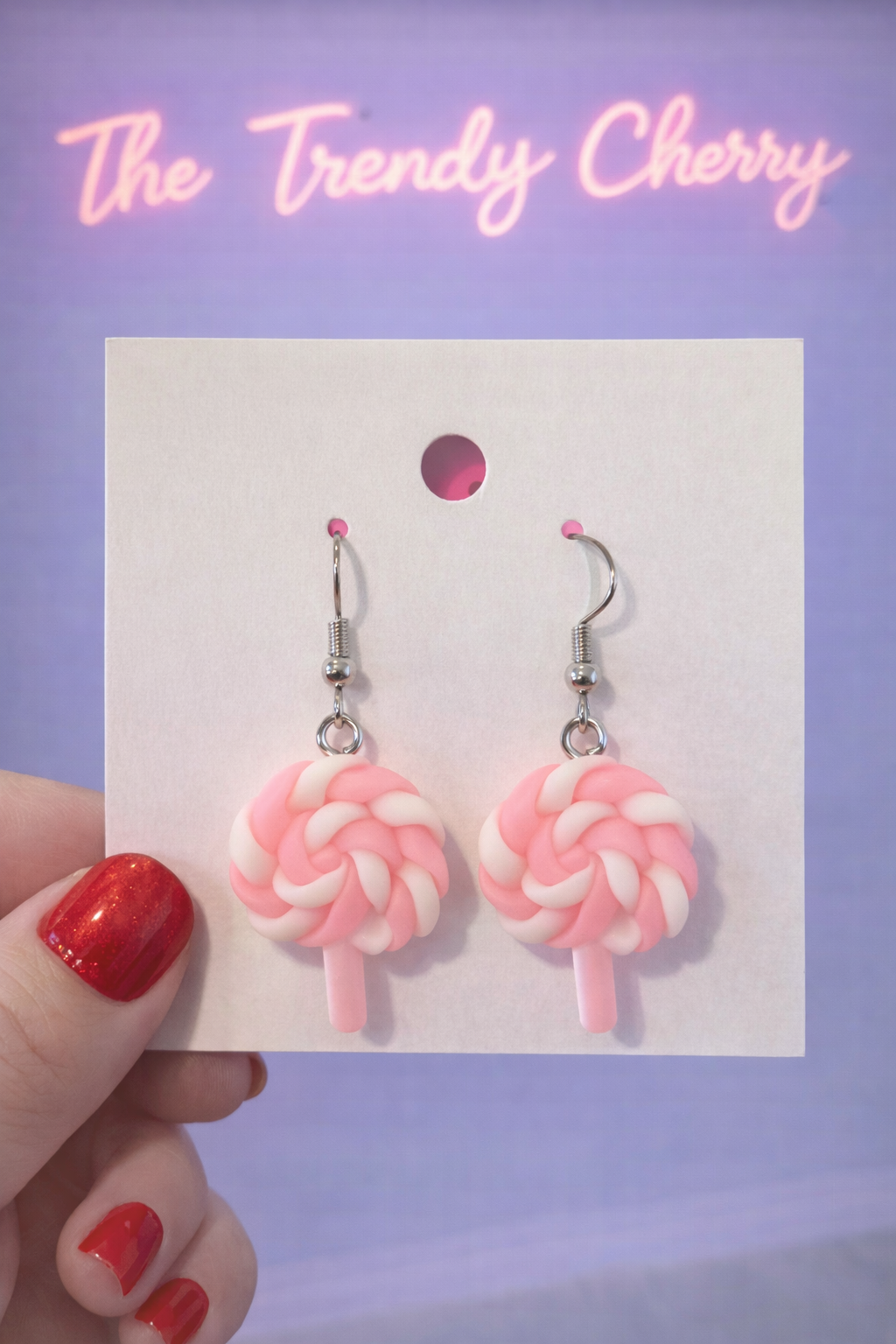 Pretty in Pink lollipop swirl earrings