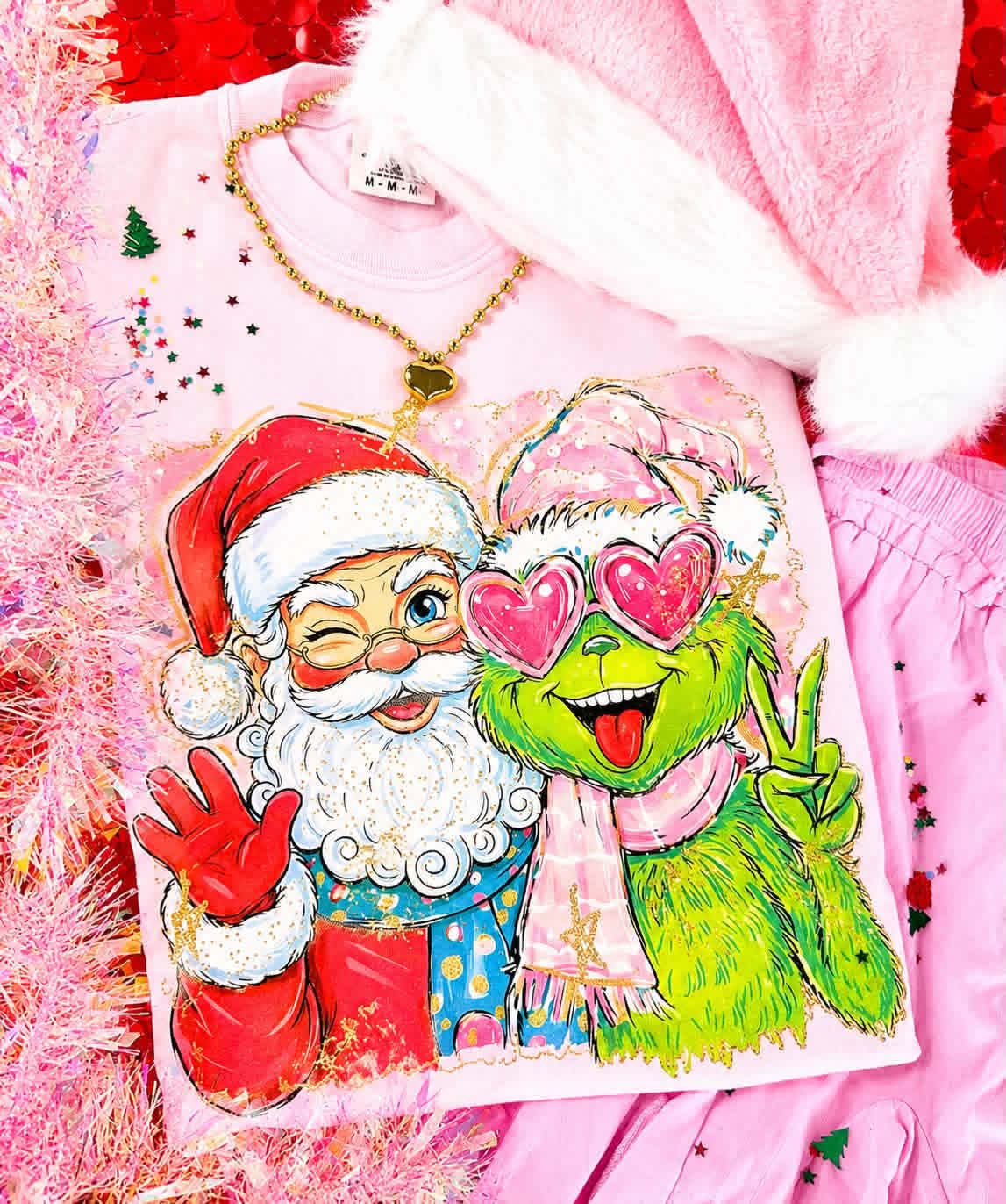 Santa and Grinch Christmas T-shirt