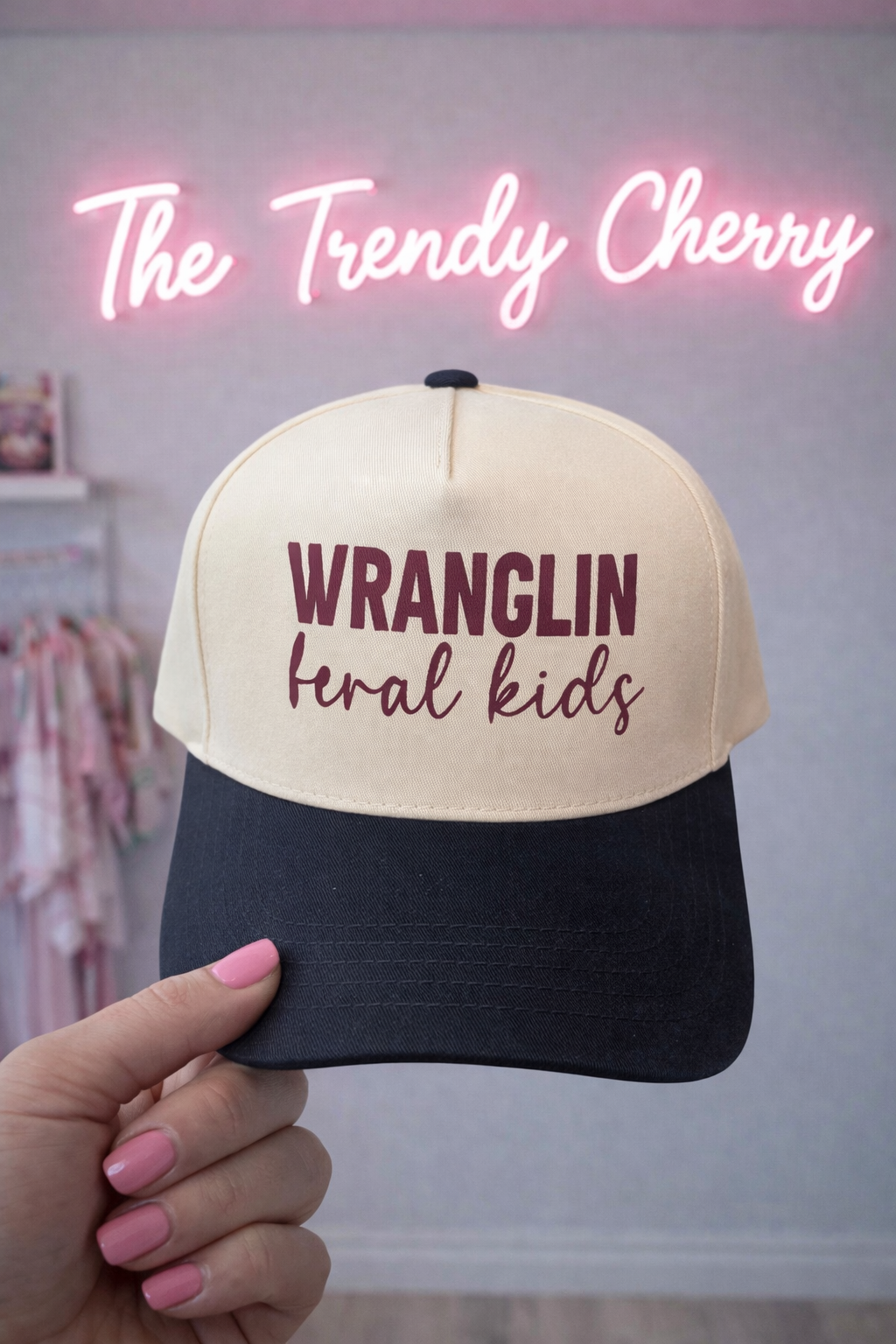 Wranglin feral kids Canvas Navy trucker