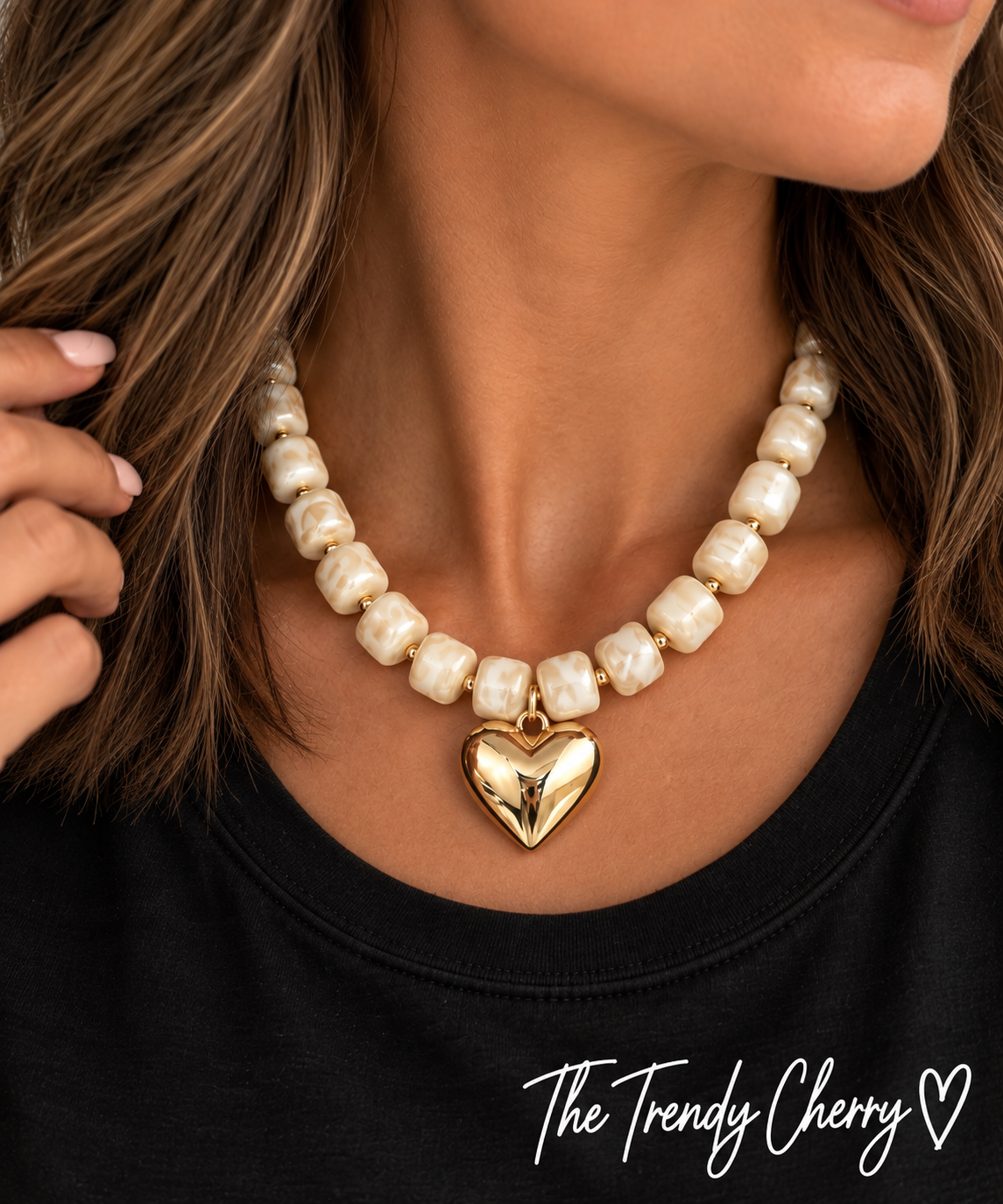 Trendy Beaded Heart Necklace