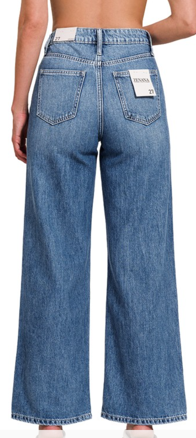 Zenana High Waist Wide Leg Straight Denim Pants