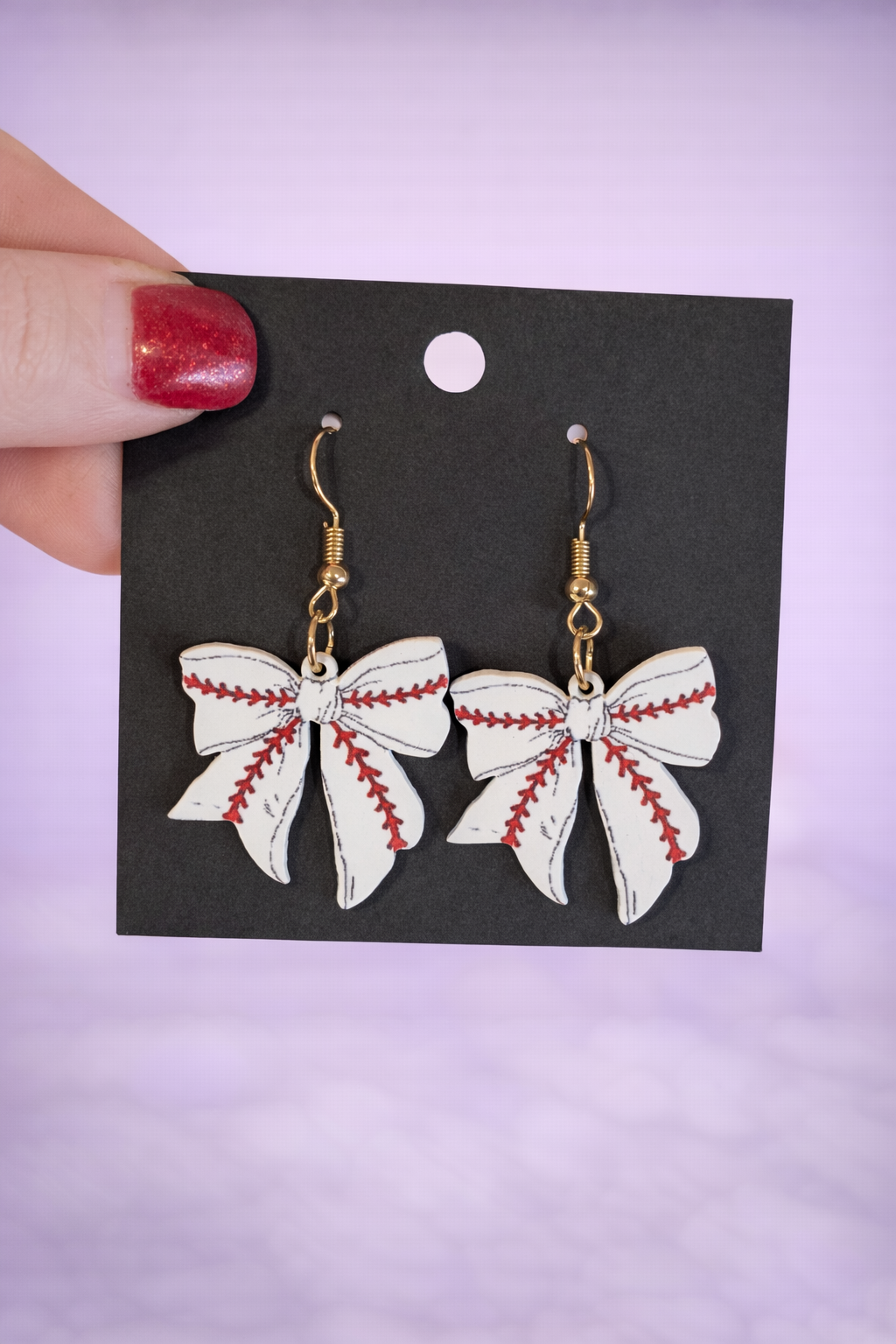 Baseball bow earrings