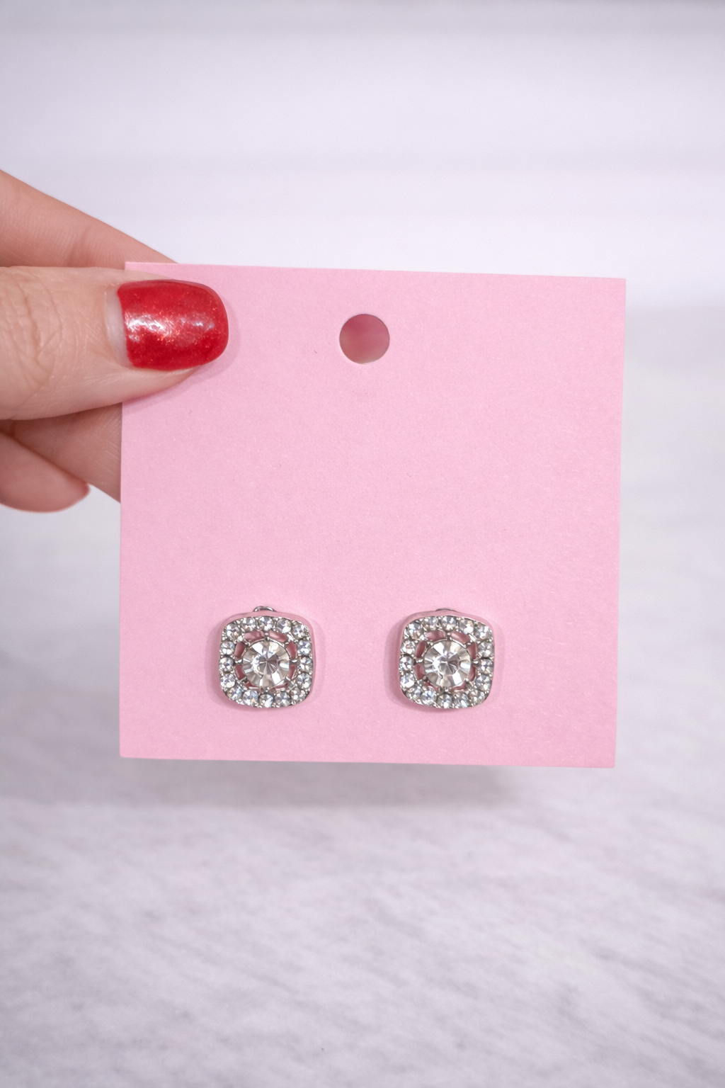 Kenzie square silver stud earrings