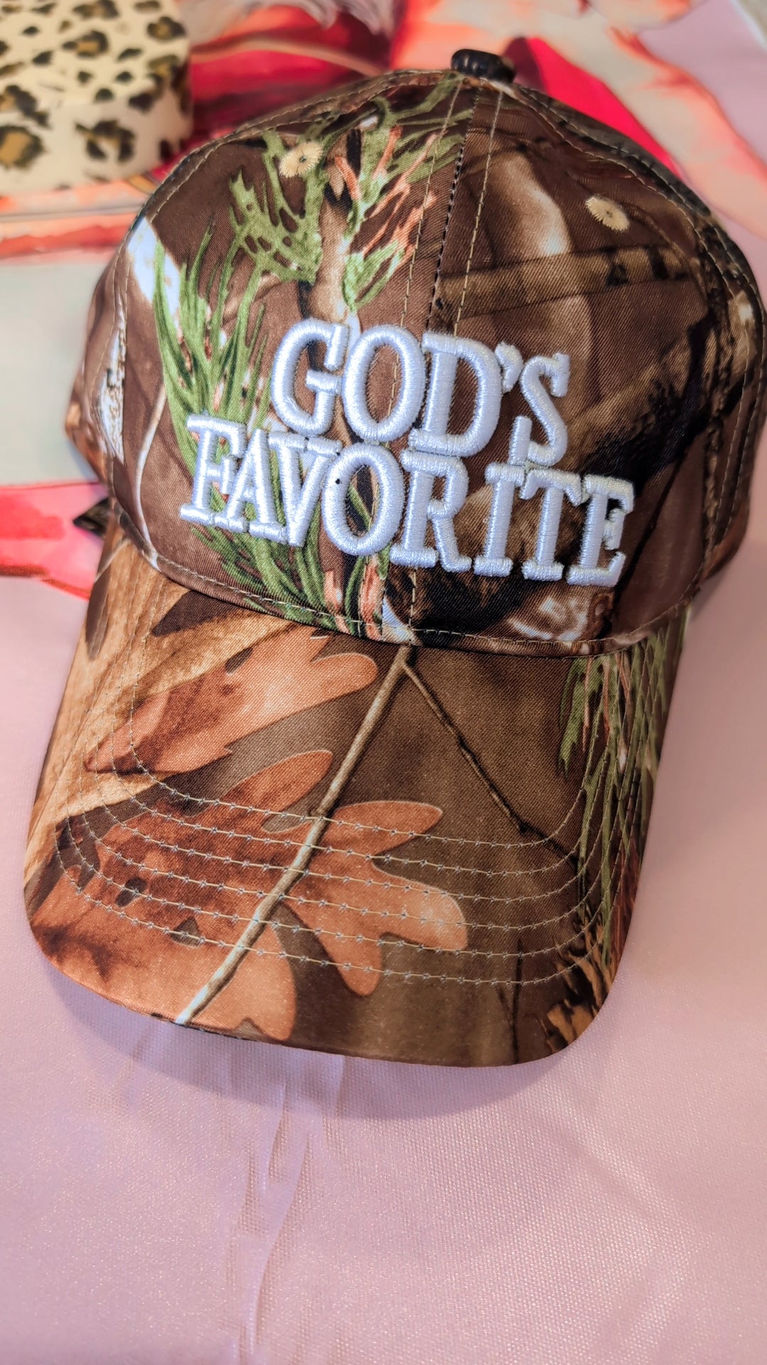 God's favorite dash dark camo trucker hat