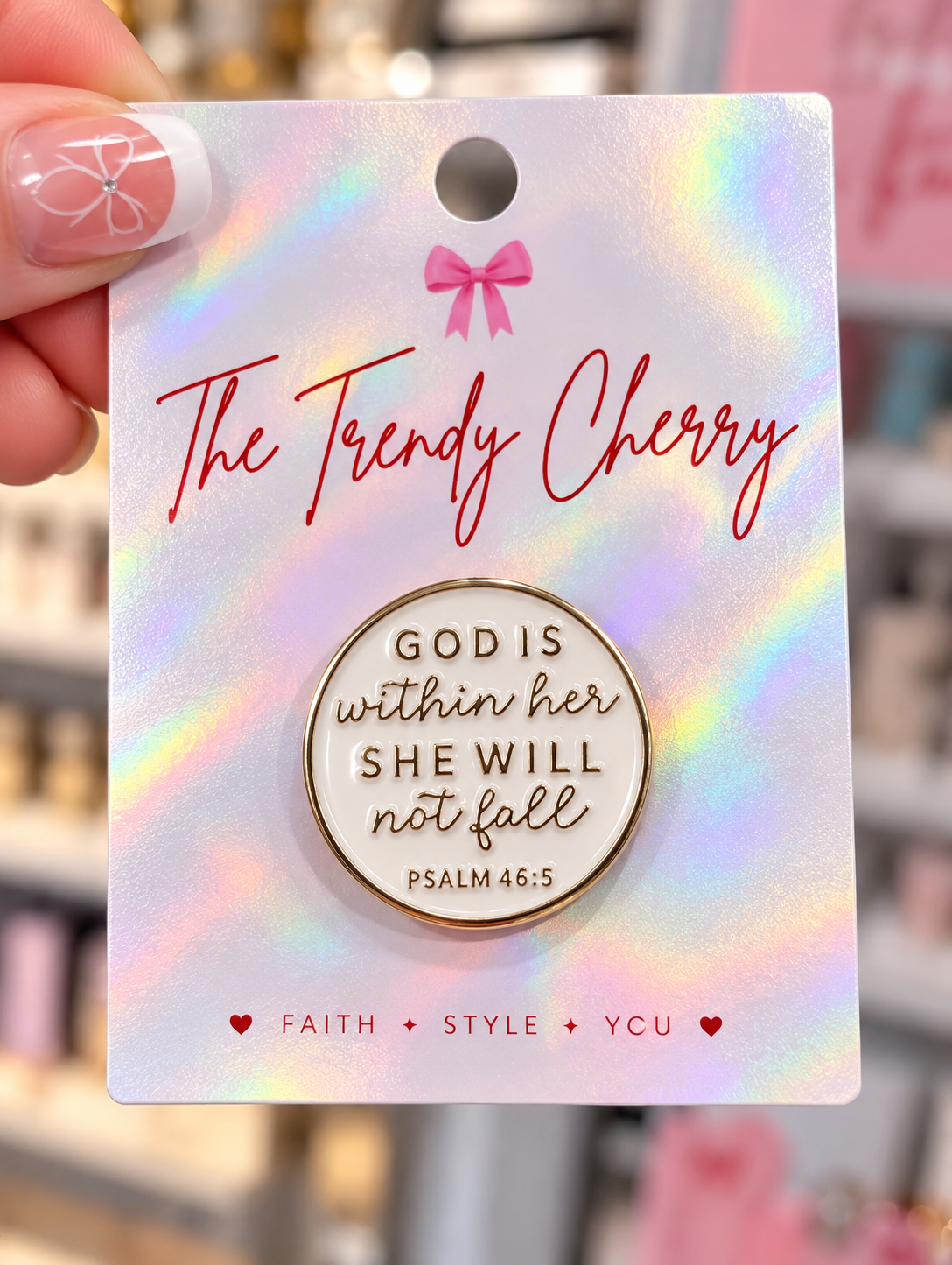 Hat pin- God is within her
