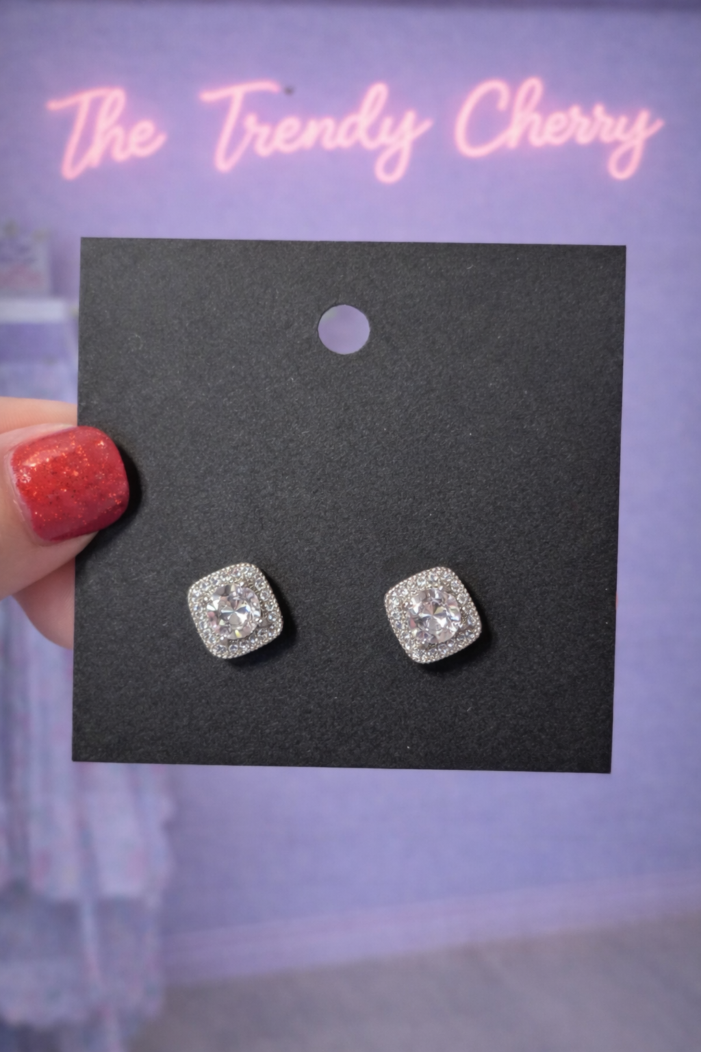Silver Princess stud earrings