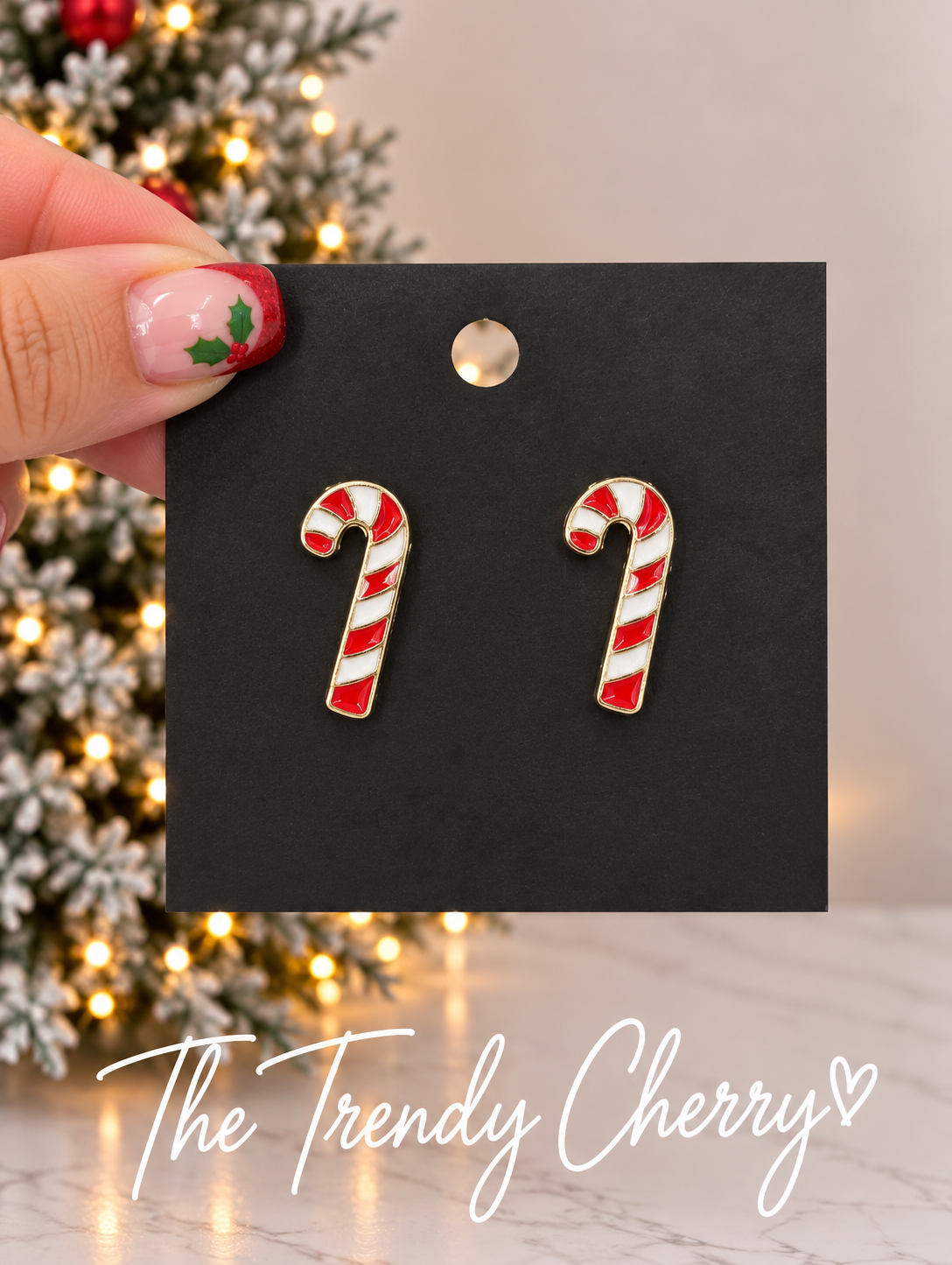 Candy Cane Stud Earrings