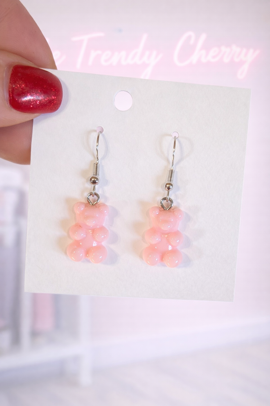Pink teddy bear earrings