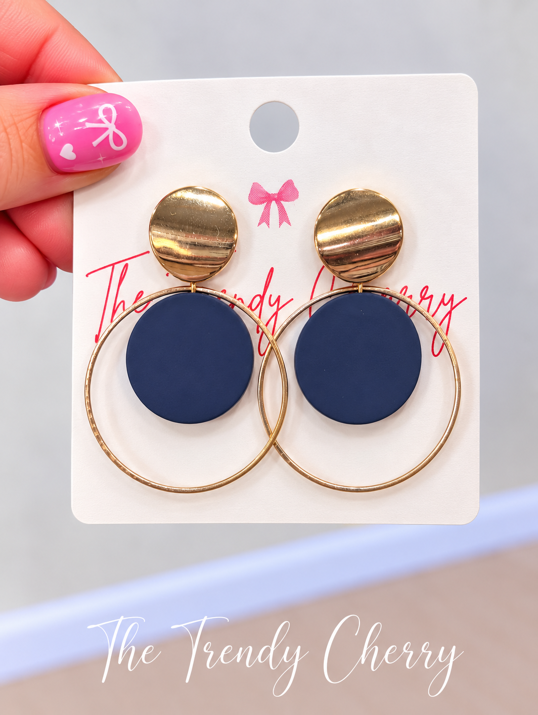 Navy Blue Gold Earrings