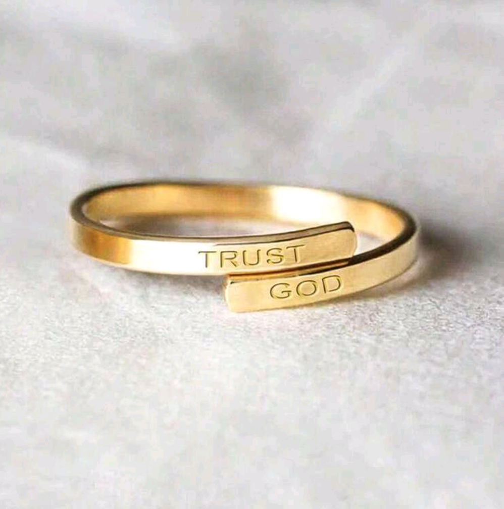 Trust God gold adjustable ring