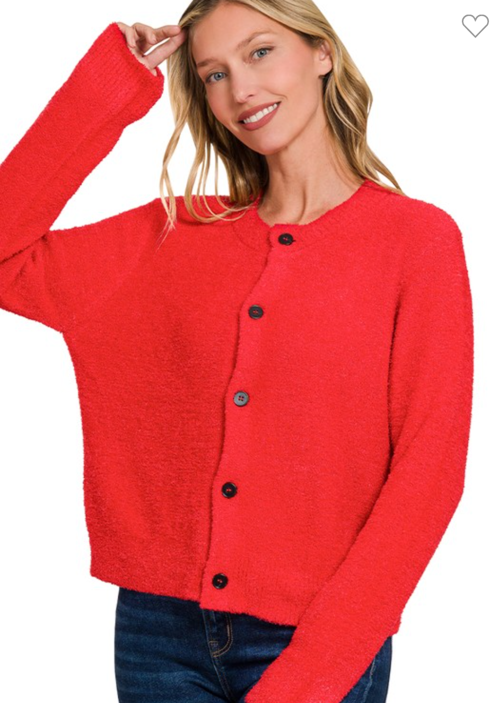 Buttery soft red Zenana sweater cardigan
