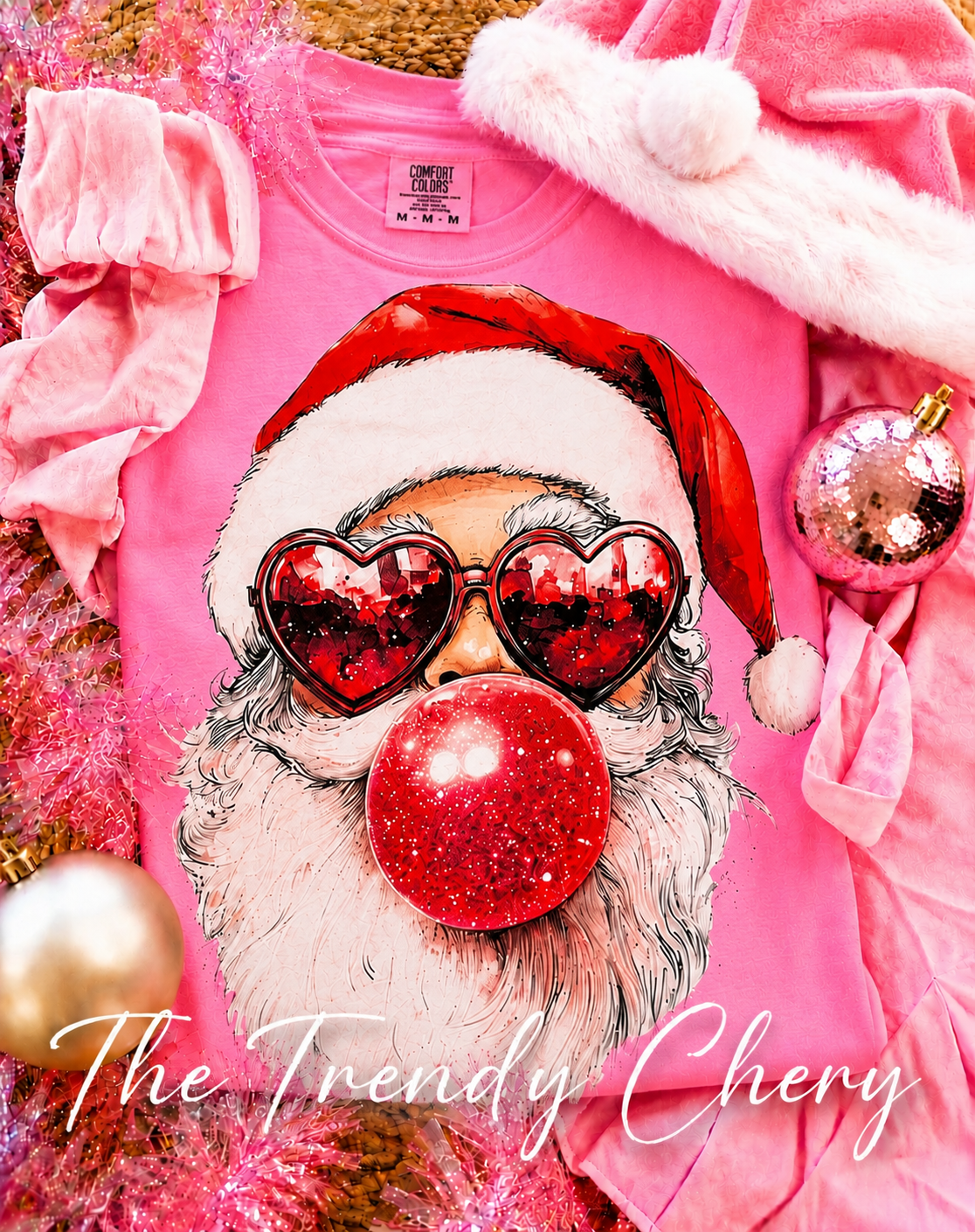 Bubble Gum Pink Santa T-shirt