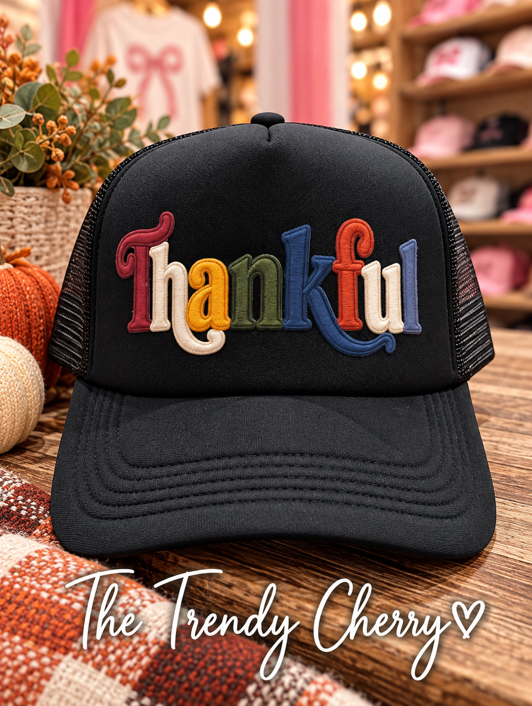 Colorful Thankful Trucker hat