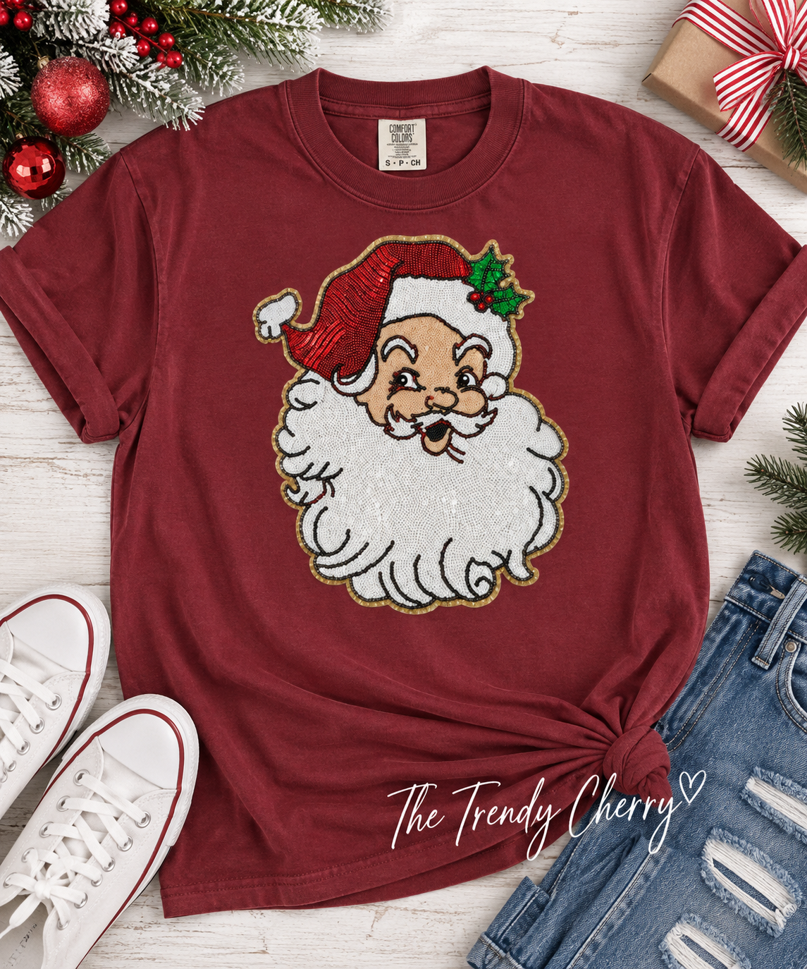 Sequins Santa Patch T-shirt