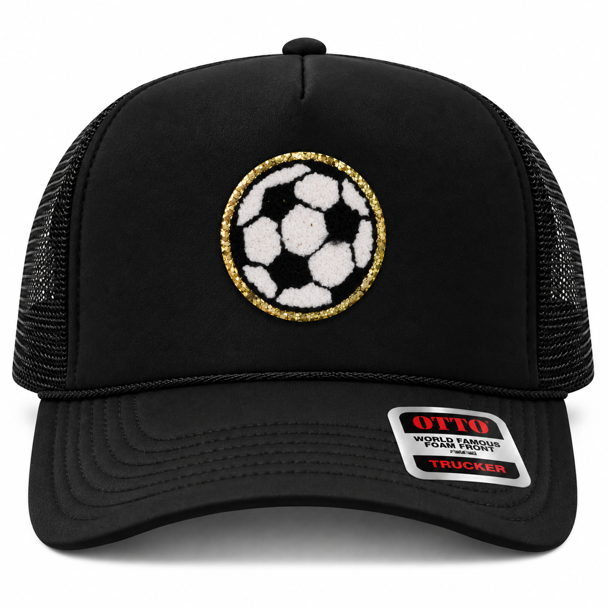 Soccer Patch Black Trucker Hat