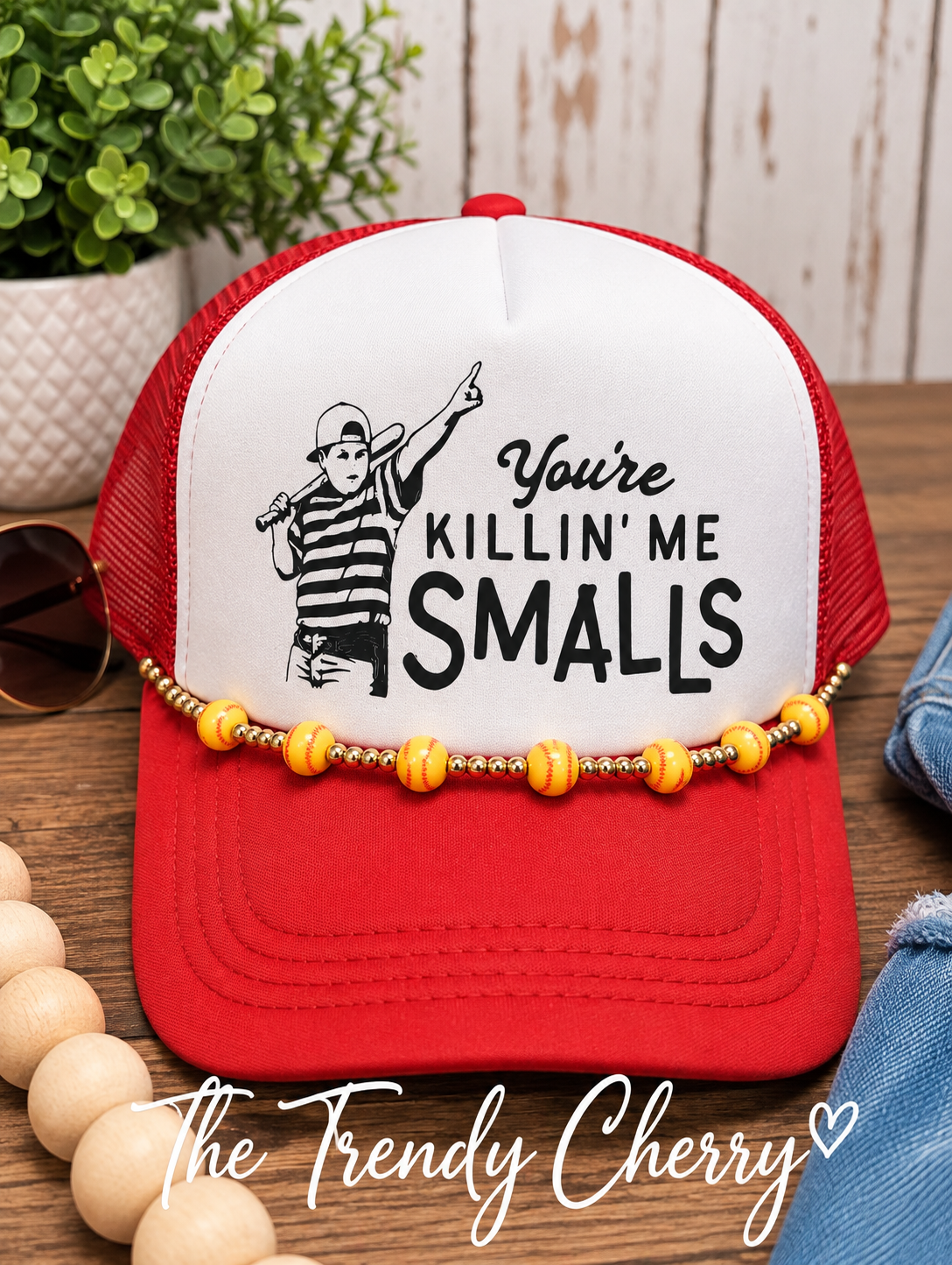 Softball you're killing me smalls Trucker Hat with removable chain