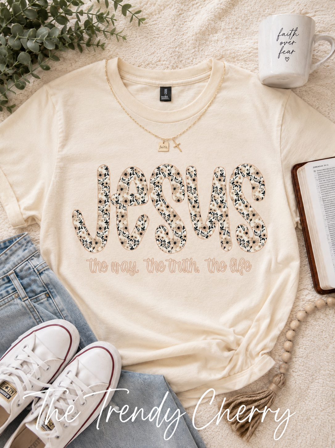 Floral Jesus, The Way, the Truth, The Life T-Shirt