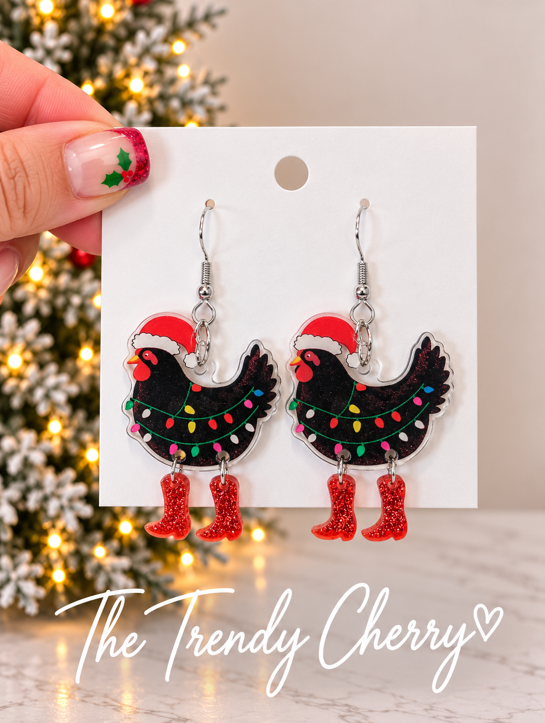 Christmas Chicken Earrings