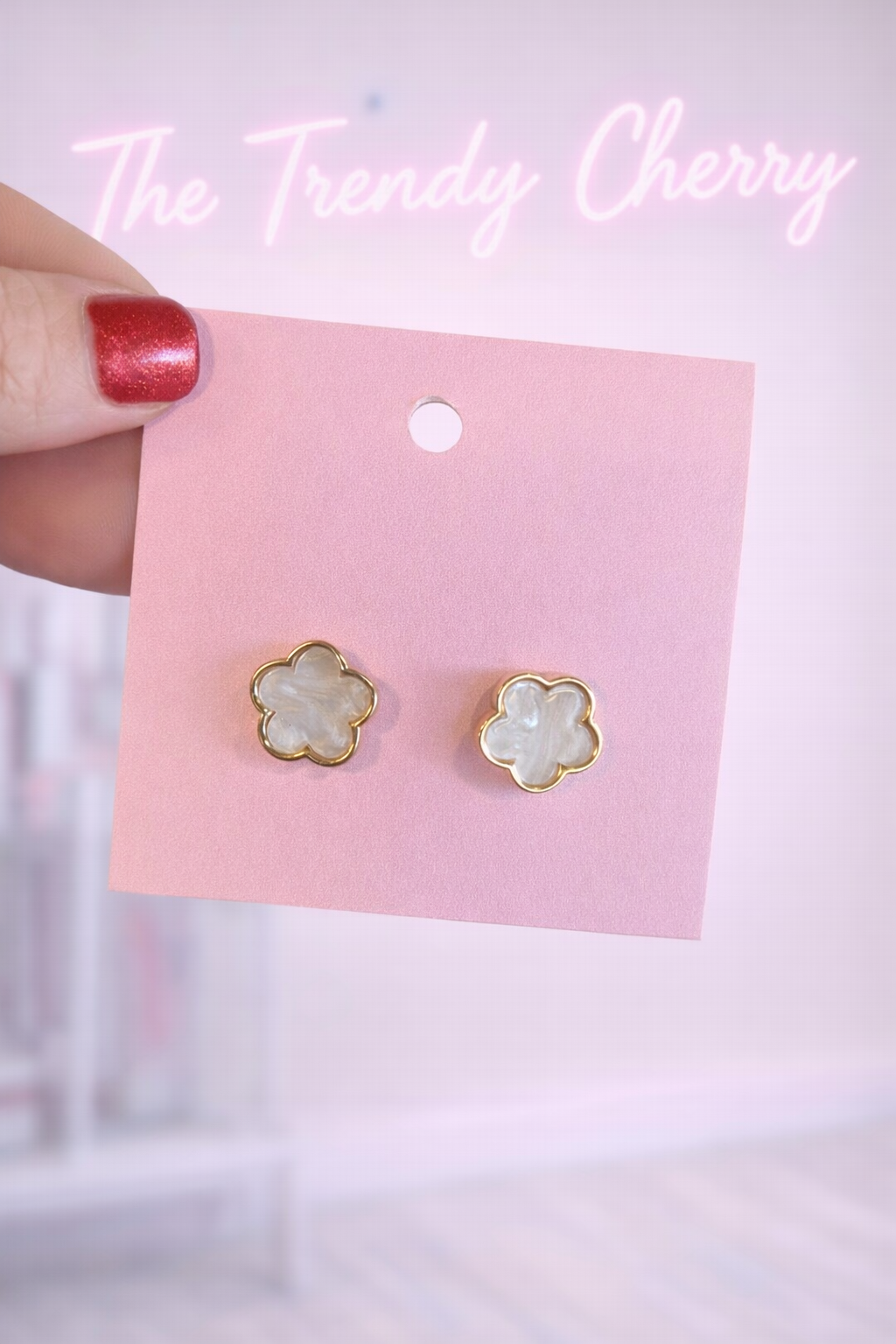 White marble flower earrings