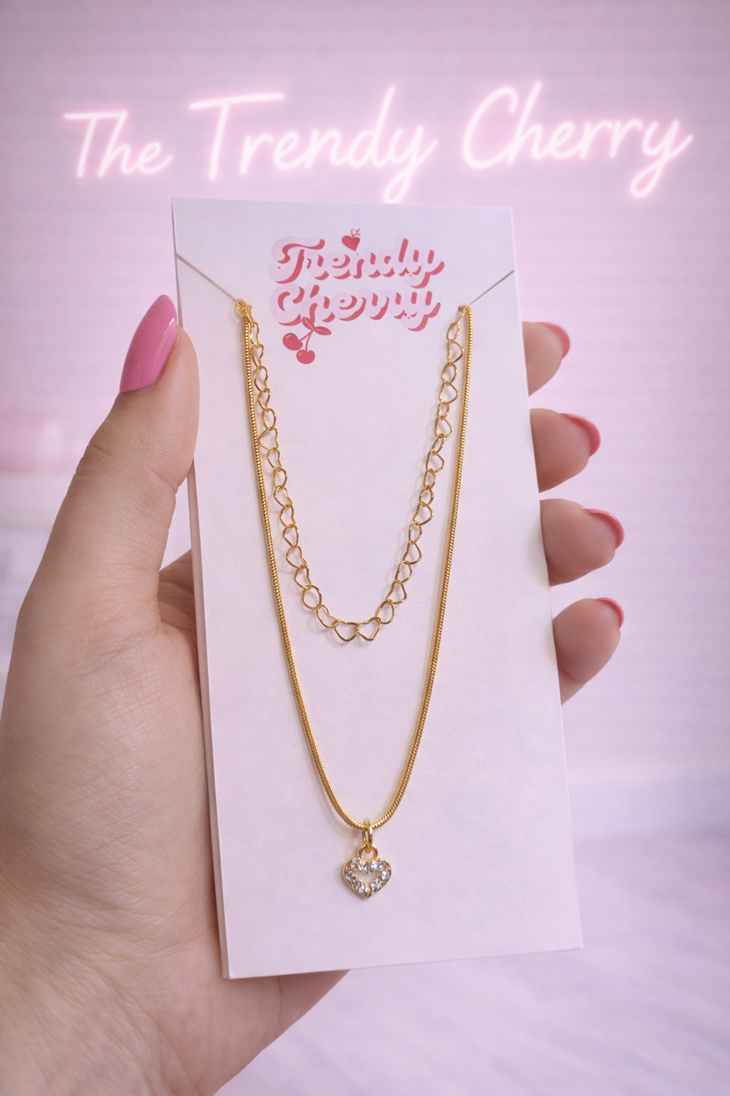 Kendra gold heart necklace set