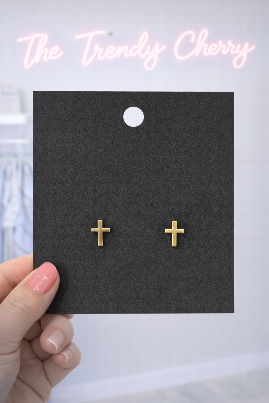 Gold Cross earring studs