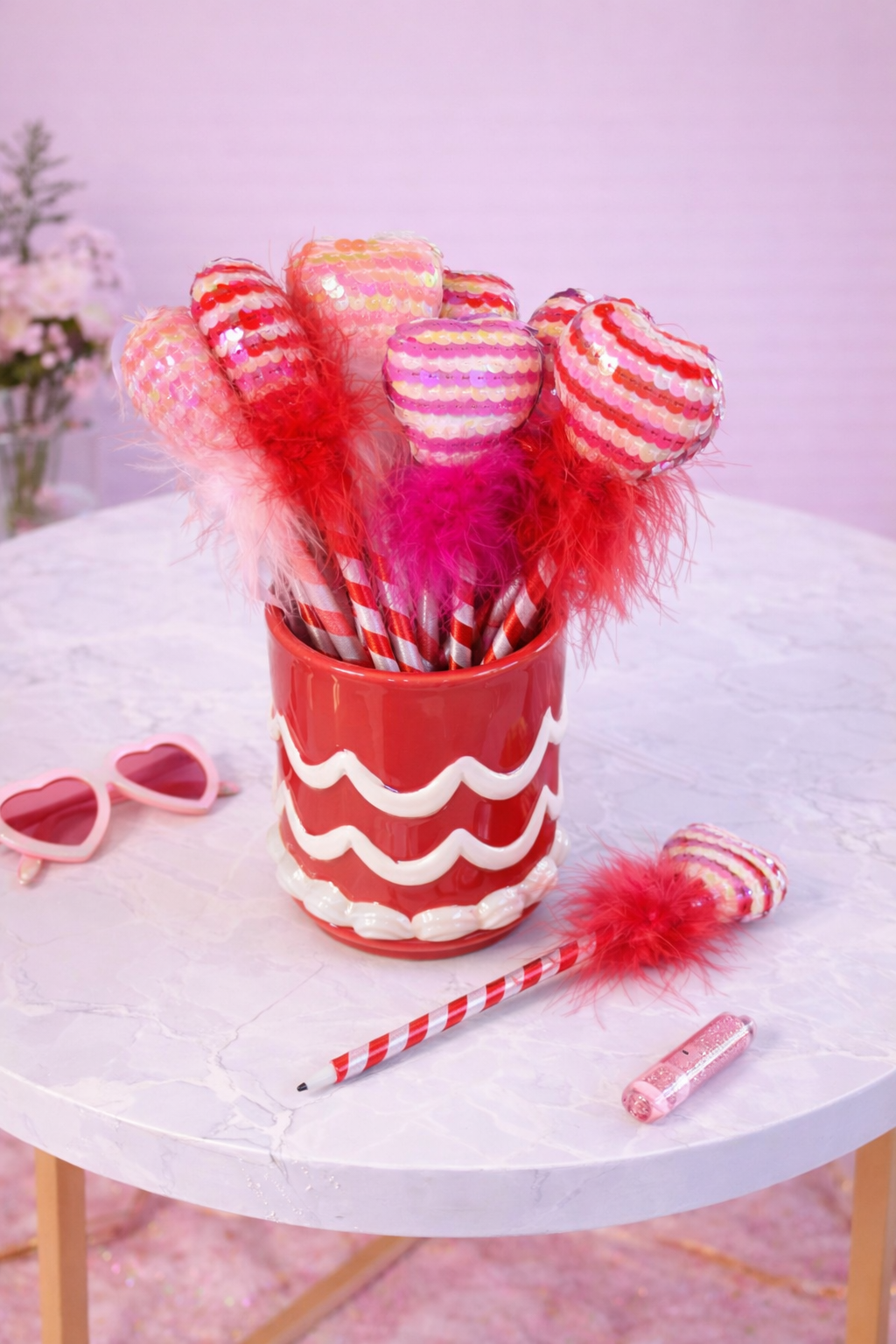 Valentine's day fuzzy pen